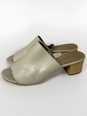 Madewell The Devon Open-Toe Leather Mules Capsule Summer Boho Coastal Beige Sz 9